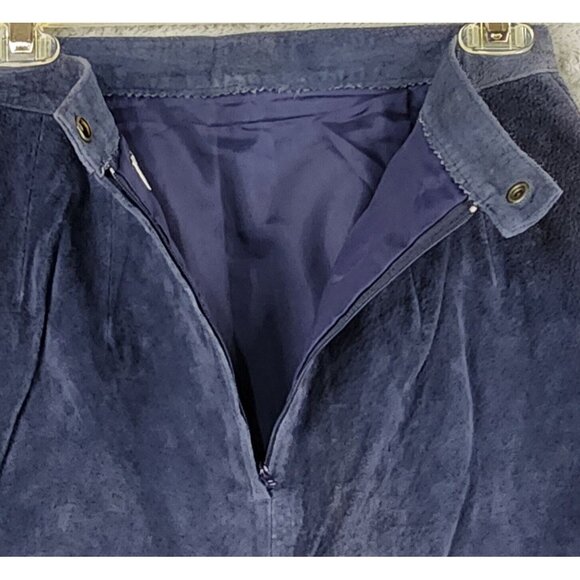 Passports Vest Skirt Set Womens Medium Blue Leather Full Zip Vintage Knee Length - Picture 11 of 16